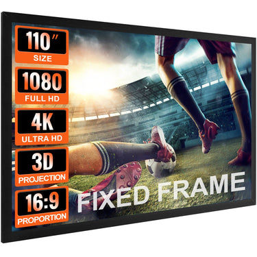 Projector Screen Fixed Frame 110inch Diagonal 16:9 4K HD Movie Projector Screen with Aluminum Frame Projector Screen Wall Mounted for Home Theater Office Use