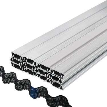 Spring Wire and Lock Channel, 6.56ft Spring Lock & U-Channel Bundle for Greenhouse, 40 Packs PE Coated Spring Wire & Aluminum Alloy Channel,Plastic Poly Film or Shade Cloth Attachment w/Screws