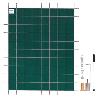 Pool Safety Cover Fits 14x26ft Rectangle Inground Safety Pool Cover Green Mesh Solid Pool Safety Cover for Swimming Pool Winter Safety Cover