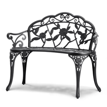 Outdoor Bench, 38.8 inches Metal Garden Bench for Outdoors,480 lbs Load Capacity Bench, Outdoor Garden Park Bench with Backrest and Armrests, Patio Bench for Garden, Park, Yard, Front Porch