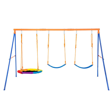 Swing Sets for Backyard 1 Saucer 2 Belt Swing Seats A-Frame Metal Stand