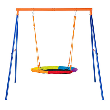 Swing Sets for Backyard 40in Saucer Swing Seat A-Frame Metal Stand 440lbs