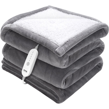Heated Blanket Electric Throw, 50" x 60" Twin Size, Soft Flannel & Sherpa Heating Blanket with 3 Hours Timer Auto-off, 5 Heating Levels for Sofa, Machine Washable, ETL & FCC Certification (Grey)
