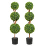 Artificial Topiaries Boxwood Trees, 48 inch Tall (2 Pieces), 3 Ball-Shape Faux Topiaries Plant with Planters, Green Feaux Plant w/ Replaceable Leaves & Port for Decorative Indoor/Outdoor/Garden