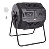 Compost Bin, 43-Gal Dual Chamber Composting Tumbler, Large Tumbling Rotating Composter with 2 Sliding Doors and Steel Frame, BPA Free Composter Bin Tumbler for Garden, Kitchen, Yard, Outdoor