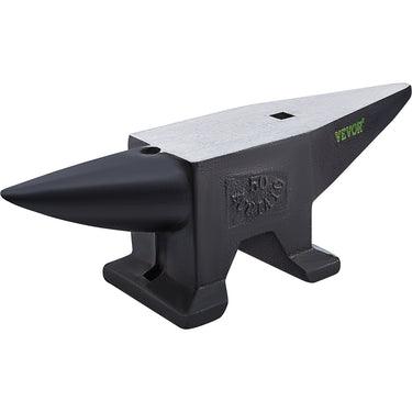 Cast Steel Anvil, 110 Lbs(50kg) Single Horn Anvil with Large Countertop and Stable Base, High Hardness Rugged Round Horn Anvil Blacksmith, for Bending, Shaping