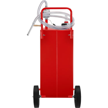 Fuel Caddy, 35 Gallon, Gas Storage Tank on 4 Wheels, with Manuel Transfer Pump, Gasoline Diesel Fuel Container for Cars, Lawn Mowers, ATVs, Boats, More, Red