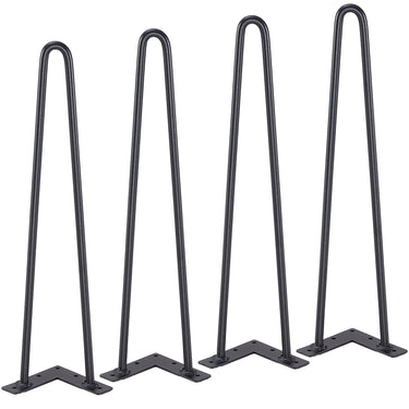 19" Hairpin Furniture Legs, Metal Home DIY Projects for Nightstand, Coffee Table, Desk, 500lbs Load Capacity with Rubber Floor Protectors, Metal Heavy Duty Sturdy Modern Table Legs, 4PCS Black