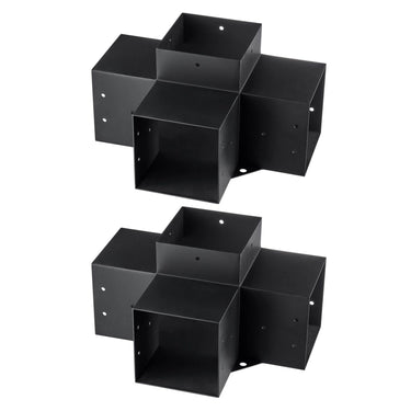 Pergola Bracket Kit 6''x6'', 2pcs 4-Way Heavy Duty Corner Bracket Woodworks DIY Post Base Kit, Easy Installation Wooden Beams for Gazebos, Patio Pergolas, Log Cabin Outdoor Pergola Hardware