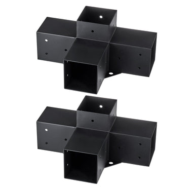 Pergola Bracket Kit 4''x4'', 2pcs 4-Way Heavy Duty Corner Bracket Woodworks DIY Post Base Kit, Easy Installation Wooden Beams for Gazebos, Patio Pergolas, Log Cabin Outdoor Pergola Hardware