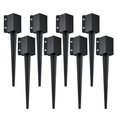 Fence Post Anchor Ground Spike, 8 Pack 24 x 4 x 4 Inches Outer Diameter (Inner Diameter 3.5 x3.5 Inches), Metal Black Powder Coated Post Stake Ground, for Mailbox Deck Garden Railing