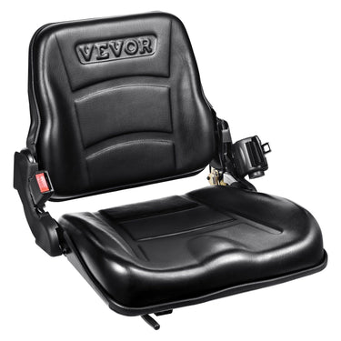 Universal Forklift Seat, Fold Down Tractor Seat with Adjustable Angle Back, Micro Switch and Retractable Seatbelt, 6.3-13.4 inch Slot Forklift Seat for Tractor Loader Excavator