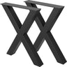 Set of 2 Steel Table Legs, 28''Height 30''Wide Dining Table Legs, Heavy Duty 3.1" Square Box Section X Frame Table Legs, 28x30x3.1 Inch Black Color Industrial Country Style Metal Dining Legs