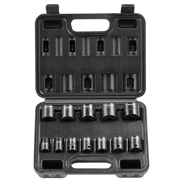 Impact Sockets Set 12pcs 6-Point 3/8in Drive Bit Ratchet Tool Kit Case