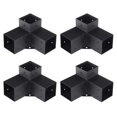 Pergola Bracket Kit 4''x4'', 4pcs 3-Way Heavy Duty Corner Bracket Woodworks DIY Post Base Kit, Easy Installation Wooden Beams for Gazebos, Patio Pergolas, Log Cabin Outdoor Pergola Hardware