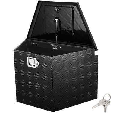 Trailer Tongue Box, Aluminum Alloy Diamond Plate Tongue Box Tool Chest, Heavy Duty Trailer Box Storage with Lock and Keys, Utility Trailer Tongue Box for Pickup Truck, RV, Trailer, 29"x16.2"x18"