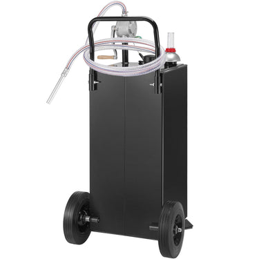 30 Gallon Gas Caddy, Fuel Storage Tank with Wheels, Portable Fuel Caddy with Manuel Transfer Pump, Gasoline Diesel Fuel Container for Cars, Lawn Mowers, ATVs, Boats, More, Black