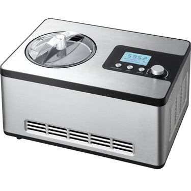 Automatic Ice Cream Maker with Built-in Compressor, 2 Quart No Pre-freezing Fruit Yogurt Machine, Stainless Steel Electric Sorbet Maker, 3 Modes Gelato Maker with LCD Display & Timer, Silver