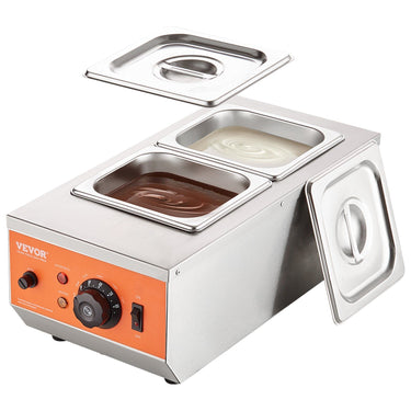 Chocolate Tempering Machine, 9 Lbs 2 Tanks Chocolate Melting Pot with TEMP Control 86~185°F, 800W Stainless Steel Electric Commercial Food Warmer For Chocolate/Milk/Cream Melting and Heating