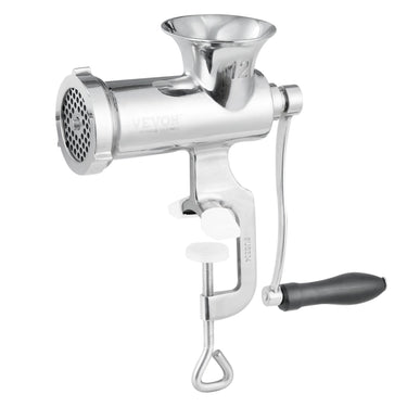 Manual Meat Grinder, 304 Stainless Steel Hand Meat Grinder with Steel Table Clamp, Meat Mincer Sausage Maker & 2 Cutting Plates, Cookie Attachment, Sausage Tube for Beef Pepper Mushroom Cookie