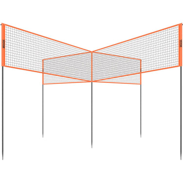 4-Way Volleyball Net, Adjustable Height Badminton Net Set for Backyard Beach Lawn, Outdoor Portable Volleyball Net with Carrying Bag, 4 Square Quick Assemble Game Set For Kids And Adults