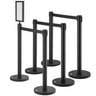 Crowd Control Stanchions, 6-Pack Crowd Control Barriers, Carbon Steel Baking Painted Stanchion Queue Post with Sign Holder & 3PCS 6.5FT Retractable Belt, Belt Barrier Line Divider, Easy Assembly