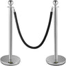Crowd Control Stanchion, Set of 2 Pieces Stanchion, Stanchion Set with 5 ft/1.5 m Black Velvet Rope, Silver Crowd Control Barrier w/Sturdy Concrete and Metal Base – Easy Connect Assembly