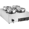 Electric Soup Warmer, Four 7.4QT Stainless Steel Round Pot 86~185°F Adjustable Temp, 1500W Commercial Bain Marie with Anti-dry Burn and Reset Button, Soup Station for Restaurant, Buffet, Silver