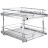 2 Tier 20"W x 21"D Pull Out Cabinet Organizer, Heavy Duty Slide Out Pantry Shelves, Chrome-Plated Steel Roll Out Drawers, Sliding Drawer Storage for Inside Kitchen Cabinet, Bathroom, Under Sink