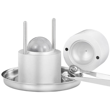Ice Ball Press, 2.4" Ice Ball Maker, Aircraft Al Alloy Ice Ball Press Kit for 60mm Ice Sphere, Ice Press with Tong and Drip Tray, for Whiskey, Cocktail, Bourbon, Scot on Party & Holiday, Silver