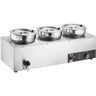 Electric Soup Warmer, Three 7.4QT Stainless Steel Round Pot 86~185°F Adjustable Temp, 1200W Commercial Bain Marie with Anti-dry Burn and Reset Button, Soup Station for Restaurant, Buffet, Silver