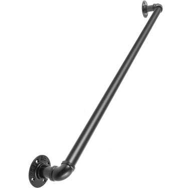 Pipe Stair Handrail, 2FT Staircase Handrail, 440LBS Load Capacity Carbon Steel Pipe Handrail, Industrial Pipe Handrail with Wall Mount Support, Round Corner Wall Handrailings for Indoor, Outdoor