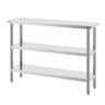 Stainless Steel Food Prep Table, 14 x 48 x 34 Inch Commercial Kitchen Worktable, with 2 Adjustable Undershelf, Heavy Duty Prep Table Metal Work Table for BBQ, Kitchen, Home, and Garage