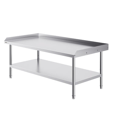 Stainless Steel Work Table, 30 x 60 x 26 Inch Commercial Food Prep Worktable, 3-Sided Backsplash Heavy Duty Prep Worktable, Metal Work Table with Adjustable Height for Restaurant Home Hotel