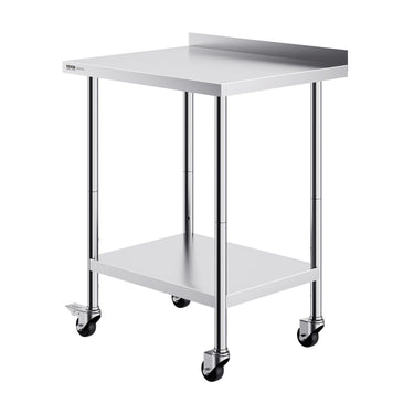 24 x 30 x 40 Inch Stainless Steel Work Table, Commercial Food Prep Worktable with Casters, Heavy Duty Prep Worktable, Metal Work Table with Adjustable Height for Restaurant, Home and Hotel