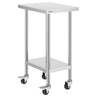 Stainless Steel Work Table 24 x 18 x 38 Inch, with 4 Wheels, 3 Adjustable Height Levels, Heavy Duty Food Prep Worktable for Commercial Kitchen Restaurant, Silver