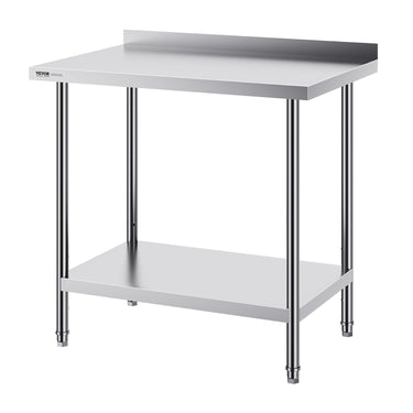 24 x 36 x 36 Inch Stainless Steel Work Table, Commercial Food Prep Worktable Heavy Duty Prep Worktable, Metal Work Table with Adjustable Height for Restaurant, Home and Hotel