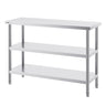 Stainless Steel Food Prep Table, 18 x 48 x 34 Inch Commercial Kitchen Worktable, with 2 Adjustable Undershelf, Heavy Duty Prep Table Metal Work Table for BBQ, Kitchen, Home, and Garage