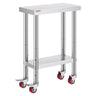 Stainless Steel Work Table with Wheels 24 x 12 x 32 Inch Prep Table with 4 Casters Heavy Duty Work Table for Commercial Kitchen Restaurant Business