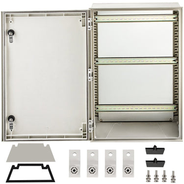 NEMA Steel Enclosure, 24 x 16 x 9'' NEMA 4X Fiberglass Electrical Box, IP66 Waterproof & Dustproof, Outdoor/Indoor Electrical Junction Box, with Mounting Plate(60 x 40 x 23 cm)