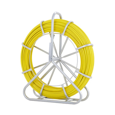 Fish Tape Fiberglass, 492 ft, 5/16 in, Duct Rodder Fishtape Wire Puller, Cable Running Rod with Steel Reel Stand, 3 Pulling Heads, Fishing Tools for Walls and Electrical Conduit, Non-Conductive