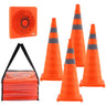 Safety Cones, 4 Pack 28 inch Collapsible Traffic Cones, Construction Cones with Reflective Collars, Wide Base and A Storage Bag, for Traffic Control, Driving Training, Parking Lots