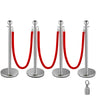 38 Inch Stanchion Posts Queue, Red Velvet Rope (3, Silver)