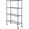 Storage Shelving Unit with Wheels, 4-Tier Adjustable, 700 lbs Capacity, Heavy Duty Garage Shelves Metal Organizer Wire Rack, Black, 47.2" L x 17.7" W x 74" H for Kitchen Pantry Basement Bathroom