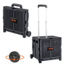 Foldable Utility Cart, 80 lbs Load Capacity, Folding Portable Rolling Crate Handcart with Durable Heavy Duty Telescoping Handle and 2 Wheels for Travel Shopping Moving Luggage Office Use, Black