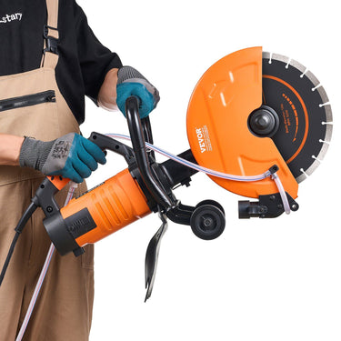 Electric Concrete Saw, 12 in, 1800 W 15 A Motor Circular Saw Cutter with Max. 4.5 in Adjustable Cutting Depth, Wet Disk Saw Cutter Includes Water Line, Pump and Blade, for Stone, Brick