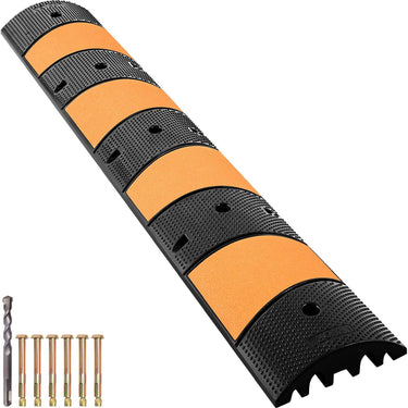 Rubber Speed Bump, 1 Pack 2 Channel Speed Bump Hump, 72.8" Long Modular Speed Bump Rated 22000 LBS Load Capacity, 72.8 x 12.2 x 2.2 Garage Speed Bump for Asphalt Concrete Gravel Driveway-6 FT