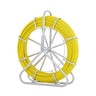 Fish Tape Fiberglass, 425 ft, 1/4 inch, Duct Rodder Fishtape Wire Puller, Cable Running Rod with Steel Reel Stand, 3 Pulling Heads, Fishing Tools for Walls and Electrical Conduit, Non-Conductive