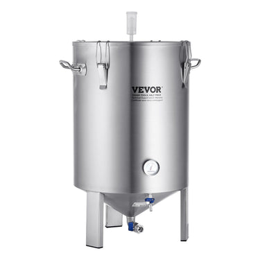 304 Stainless Steel Kettle, 16 GALLON Beer Brew Fermentor, Brew Bucket Fermentor for Brewing, Home Brewing Supplies with Base, Kettle Stock Pot Includes Lid, Handle, Valve, Spigot, Thermometer