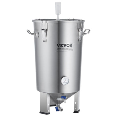 304 Stainless Steel Kettle, 8 GALLON Beer Brew Fermentor, Brew Bucket Fermentor for Brewing, Home Brewing Supplies with Base, Kettle Stock Pot Includes Lid, Handle, Valve, Spigot, Thermometer